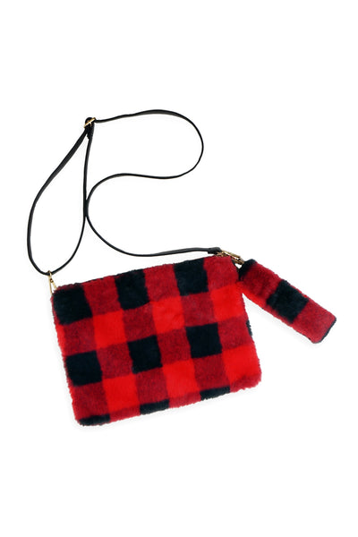 BUFFALO PLAID WRISTLET CLUTCH CROSSBODY BAG (NOW $5.00 ONLY!)