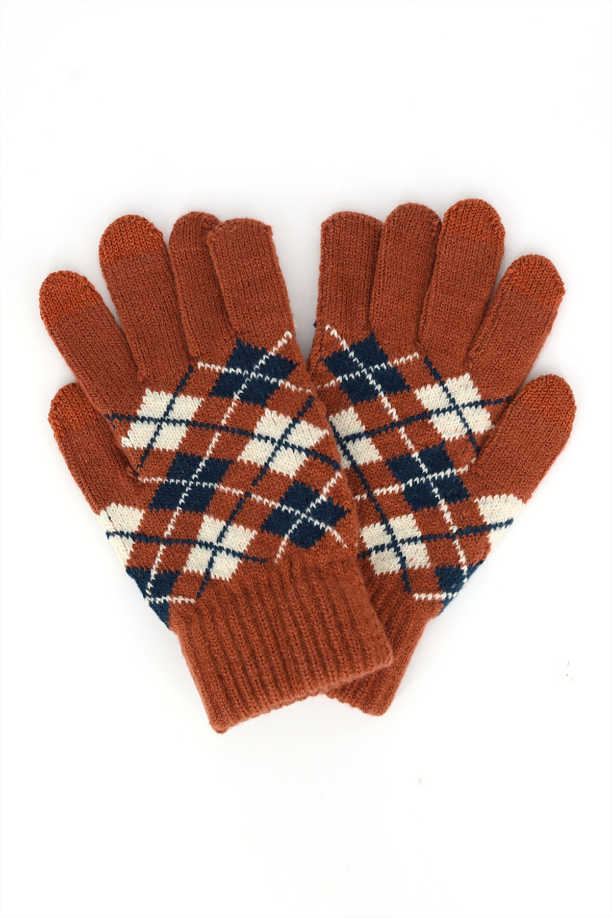 ARGYLE KNIT SMART TOUCH GLOVES