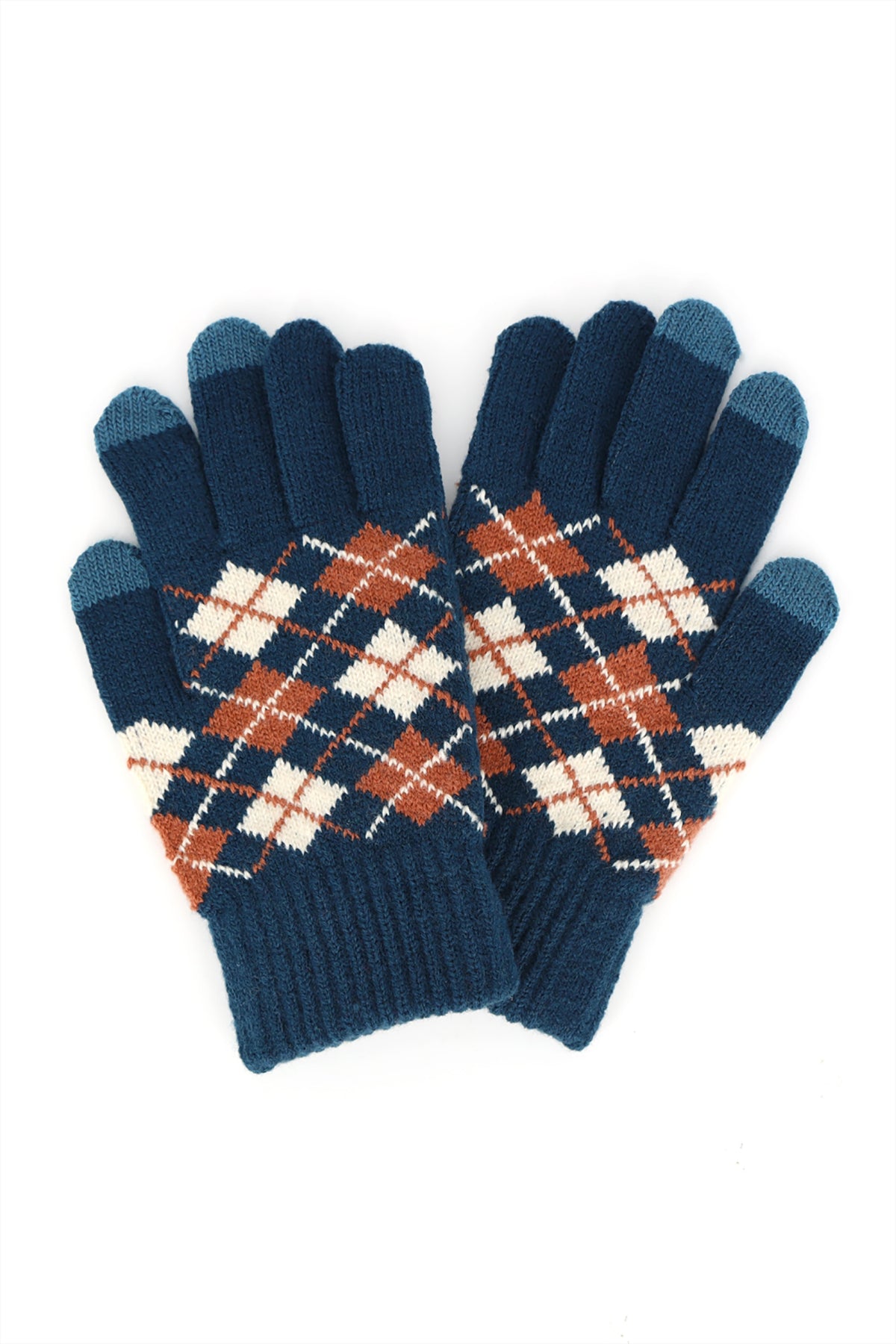 ARGYLE KNIT SMART TOUCH GLOVES