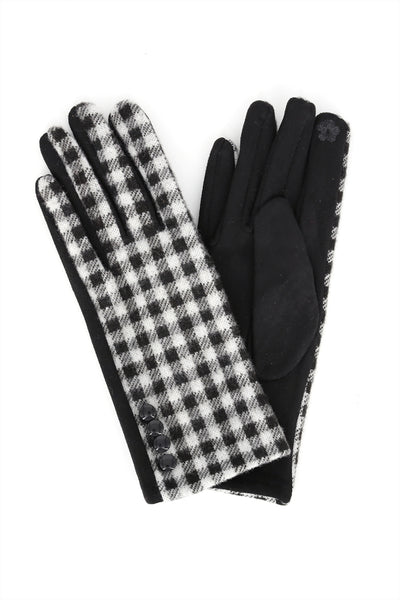 CHECKERED BUTTON SMART TOUCH GLOVES