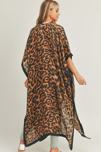 LEOPARD PRINT OPEN FRONT LONG KIMONO