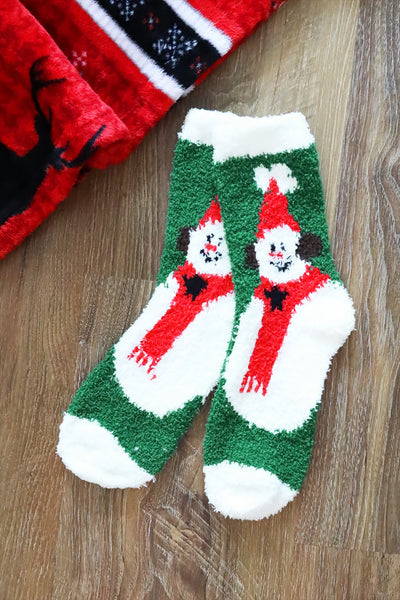 CHRISTMAS FUZZY SOCKS SET 12PAIRS ( 6 DESIGN 2 PAIRS EACH )-CHRISTMAS/12PCS