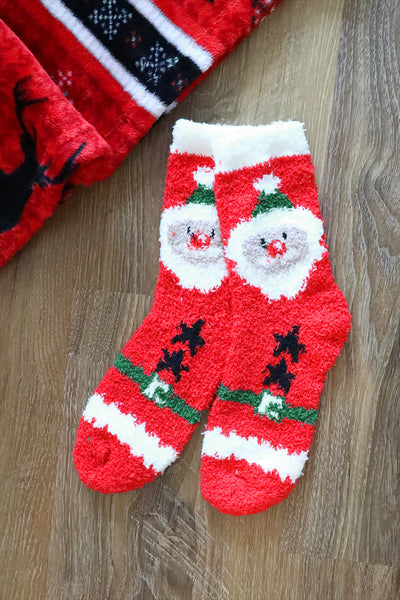 CHRISTMAS FUZZY SOCKS SET 12PAIRS ( 6 DESIGN 2 PAIRS EACH )-CHRISTMAS/12PCS