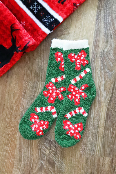 CHRISTMAS FUZZY SOCKS SET 12PAIRS ( 6 DESIGN 2 PAIRS EACH )-CHRISTMAS/12PCS