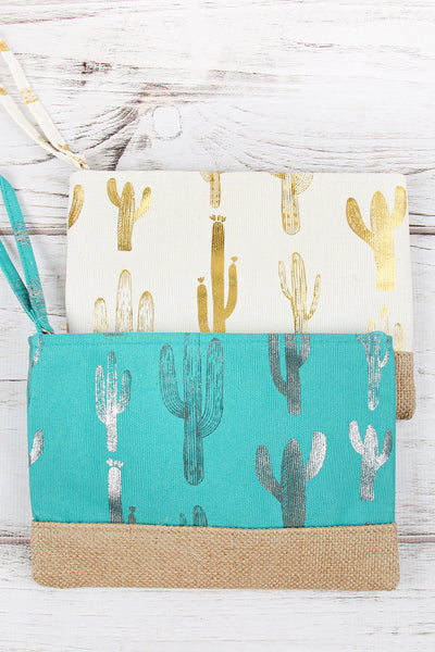 SILVER FOIL CACTUS POUCH