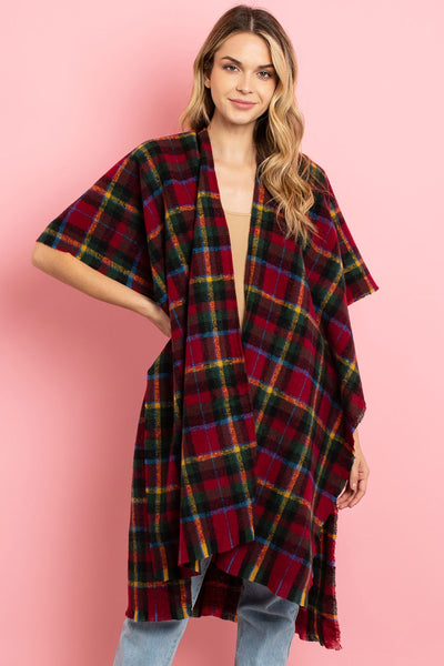 KNEE LENGTH TARTAN PLAID KIMONO