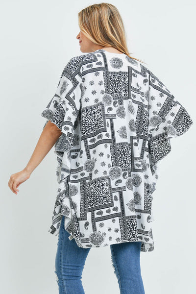 MANDALA PAISLEY RUFFLE KIMONO