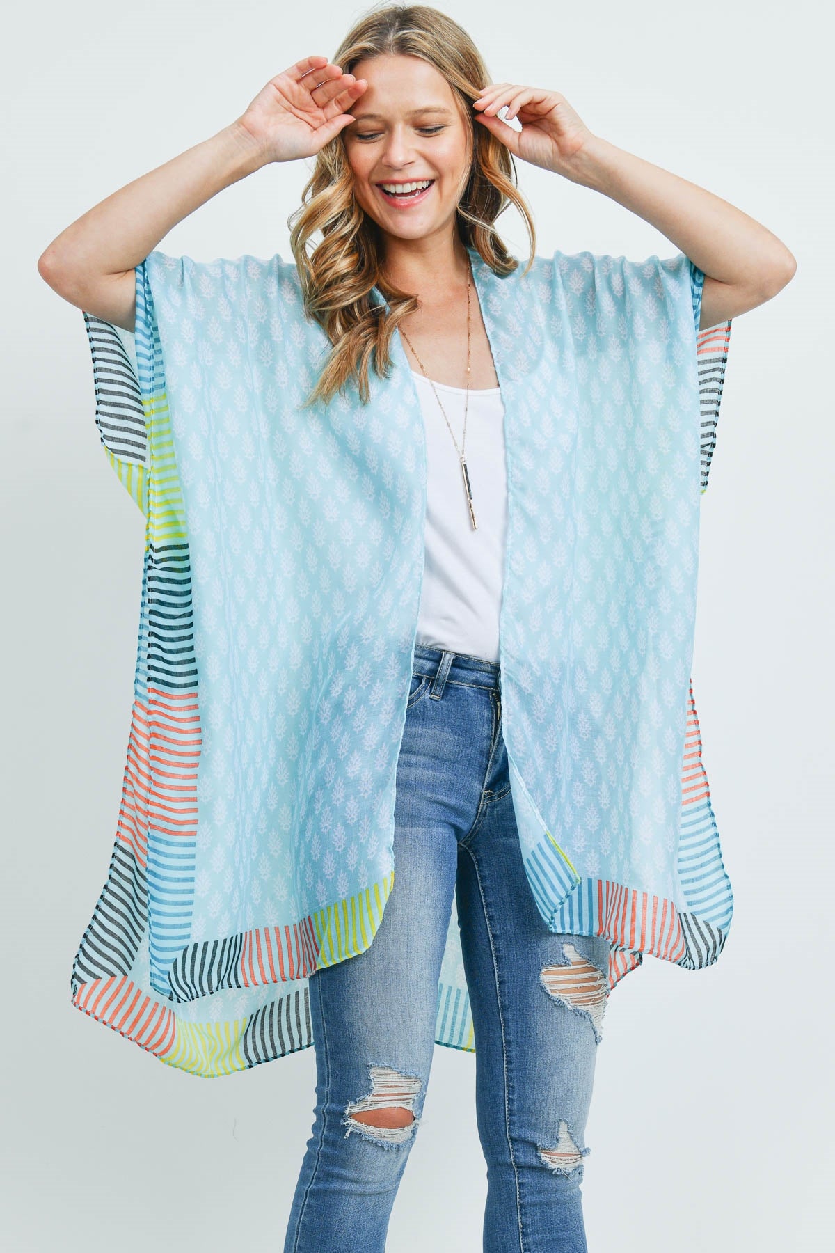 BOHEMIAN STYLE OMBRE LEAVES KIMONO/6PCS (NOW $3.75 ONLY!)