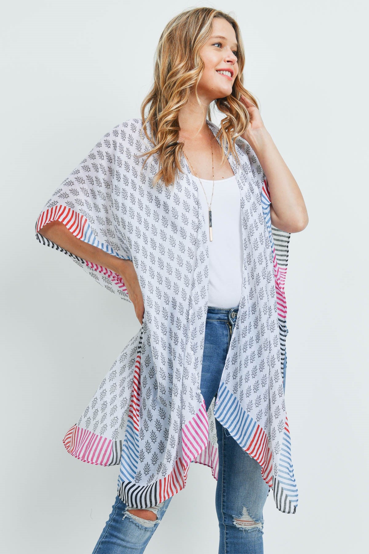 BOHEMIAN STYLE OMBRE LEAVES KIMONO/6PCS (NOW $3.75 ONLY!)