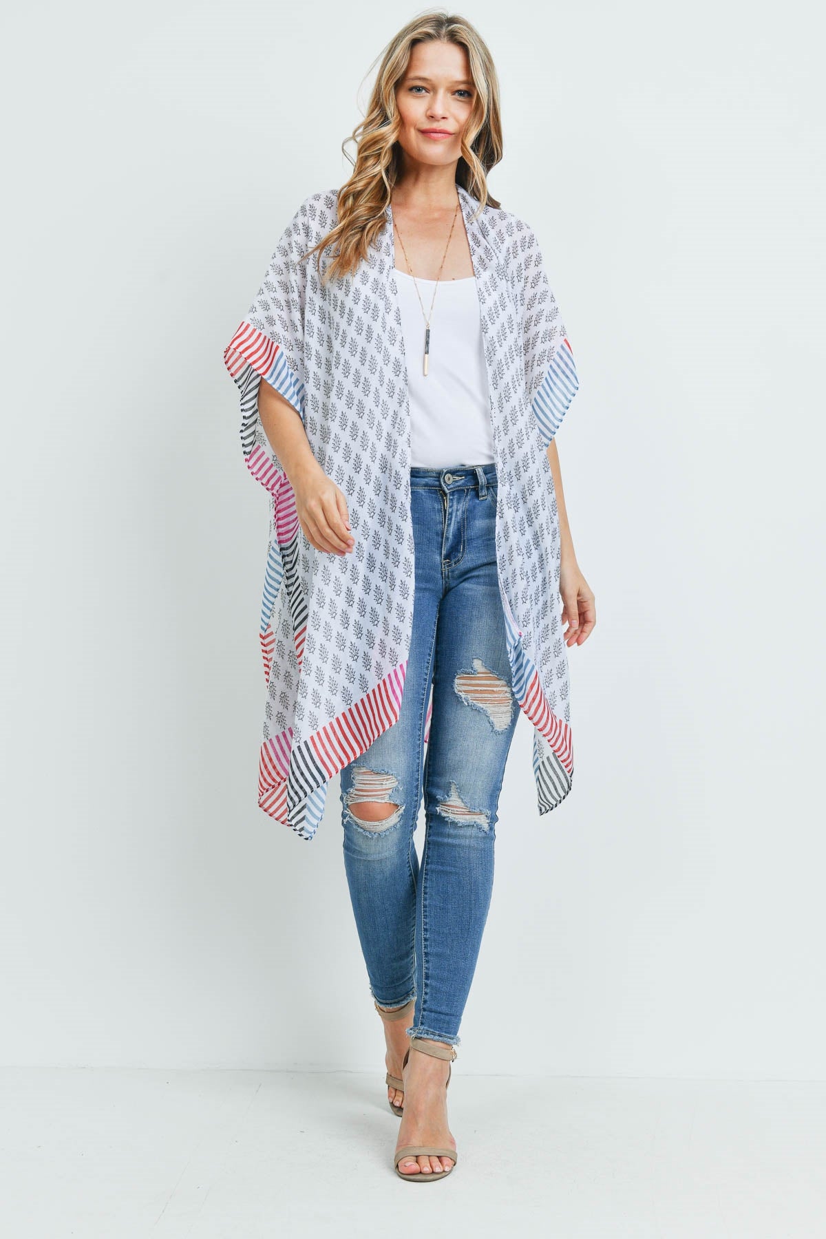 BOHEMIAN STYLE OMBRE LEAVES KIMONO/6PCS (NOW $3.75 ONLY!)