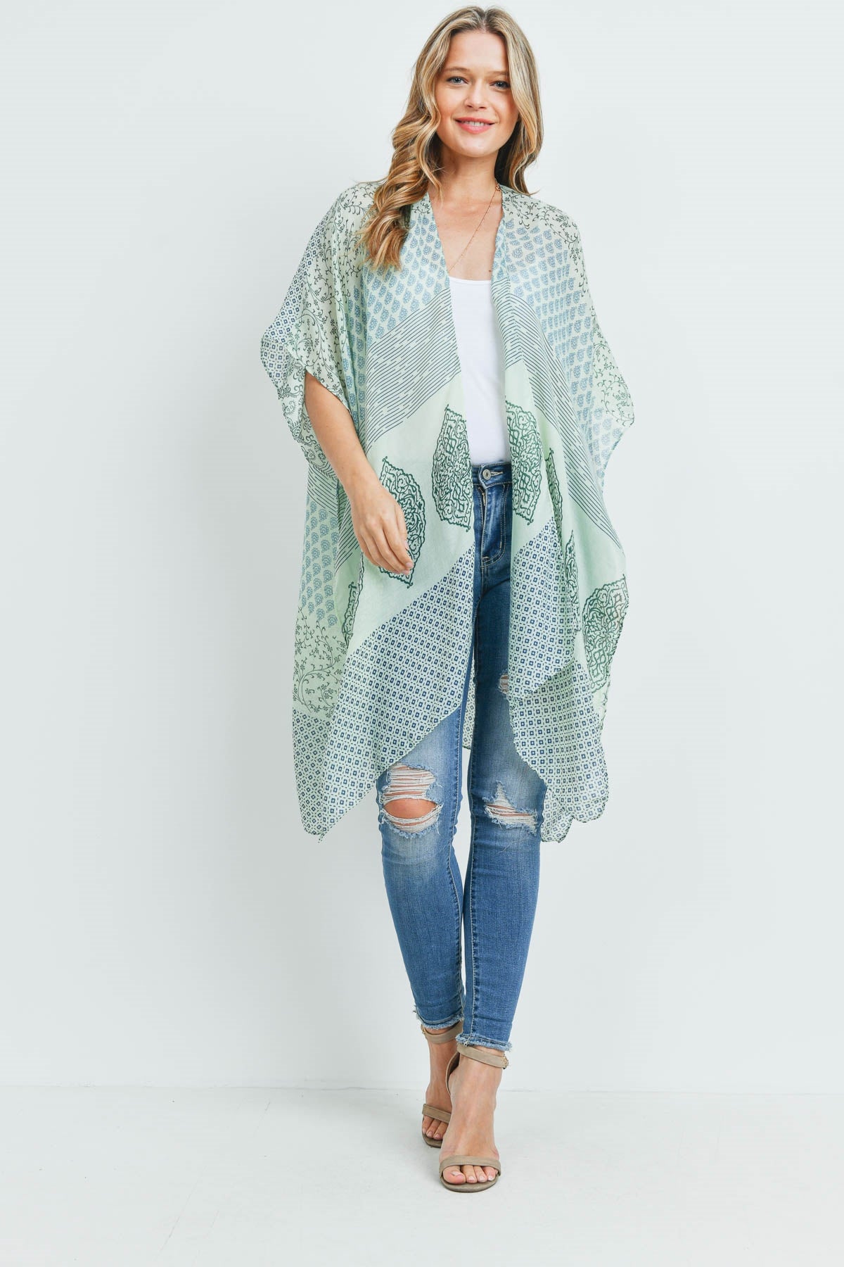 MULTI PATTERN BOHEMIAN PRINT KIMONO