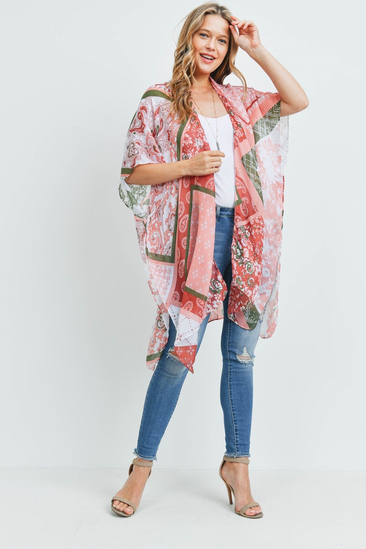 PAISLEY MULTI PRINT PATCH KIMONO