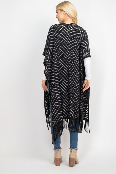HERRINGBONE PATTERN KNIT FRINGE KIMONO & RUANA (NOW $9.75 ONLY!)
