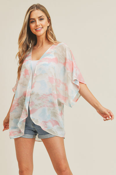 TIE DYE HIP LENGTH KIMONO/1PC