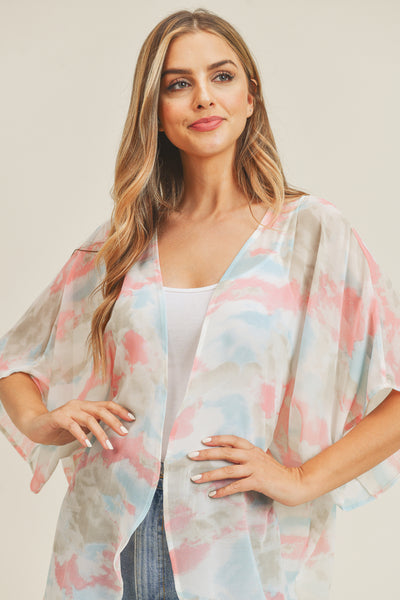 TIE DYE HIP LENGTH KIMONO/1PC