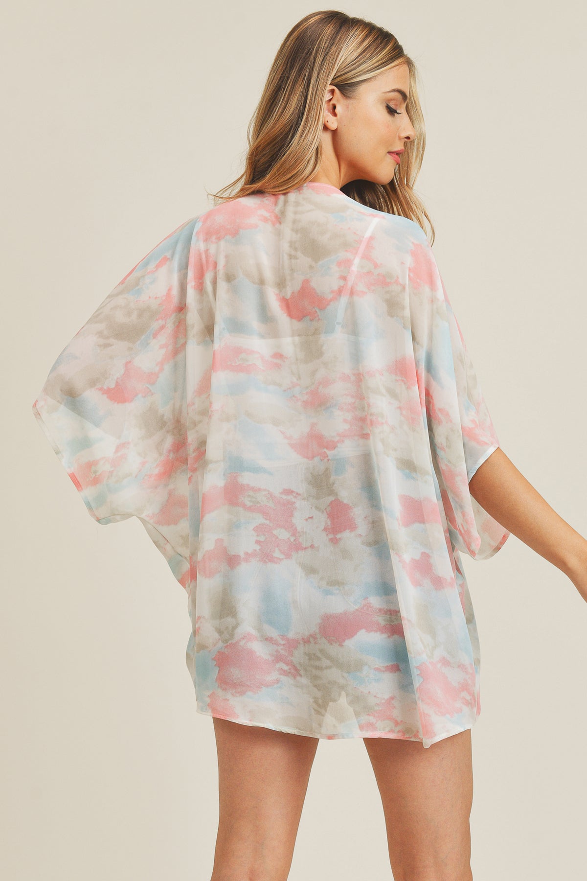 TIE DYE HIP LENGTH KIMONO/1PC