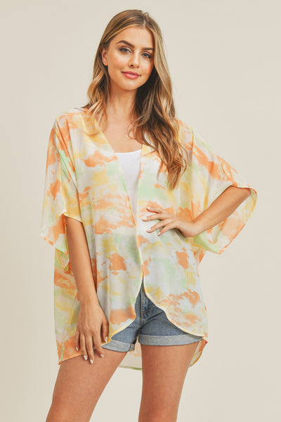 TIE DYE HIP LENGTH KIMONO/1PC