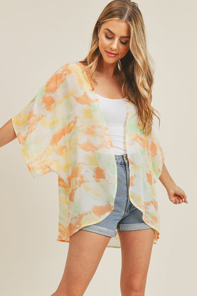 TIE DYE HIP LENGTH KIMONO/1PC