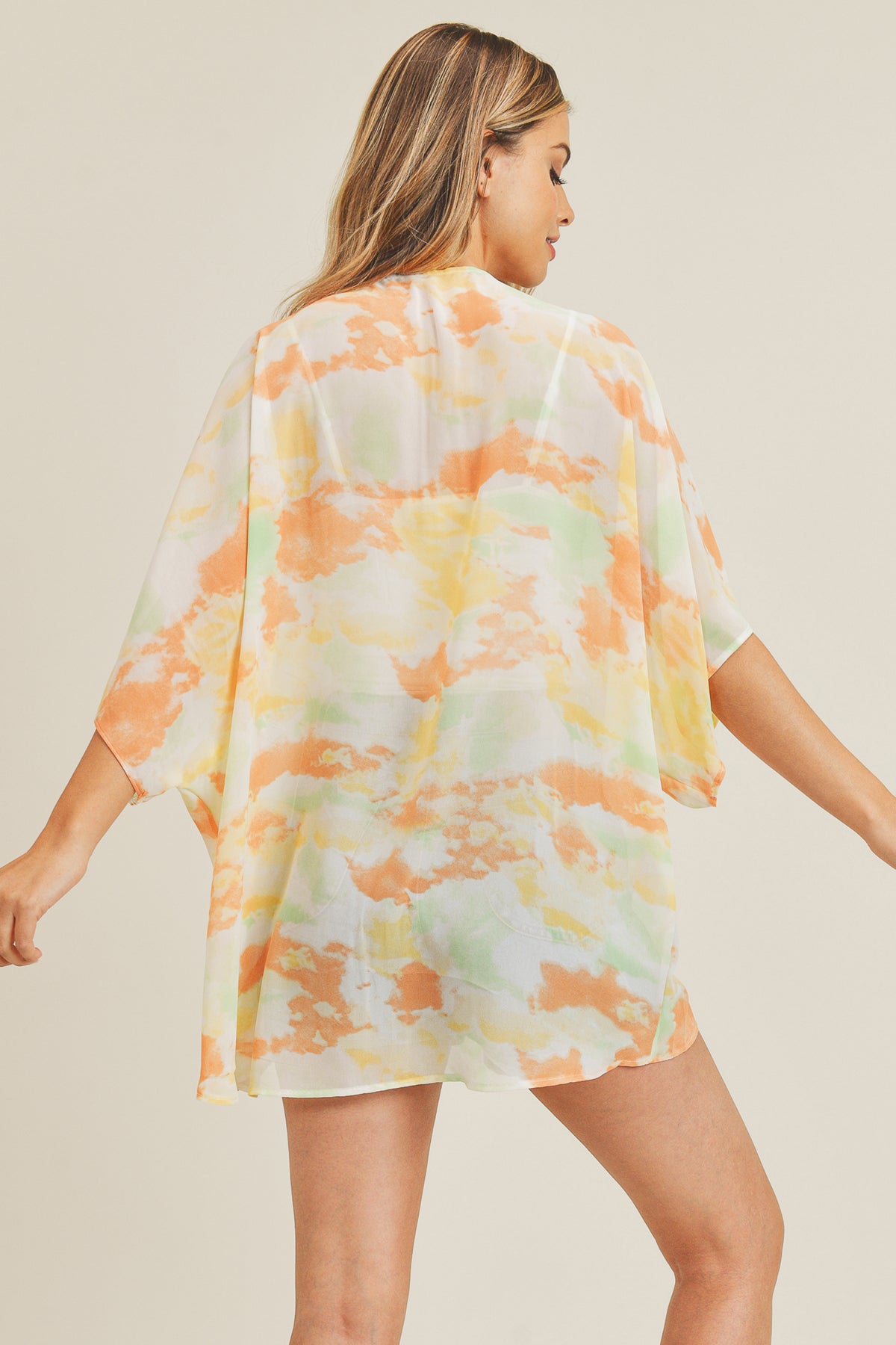 TIE DYE HIP LENGTH KIMONO/1PC