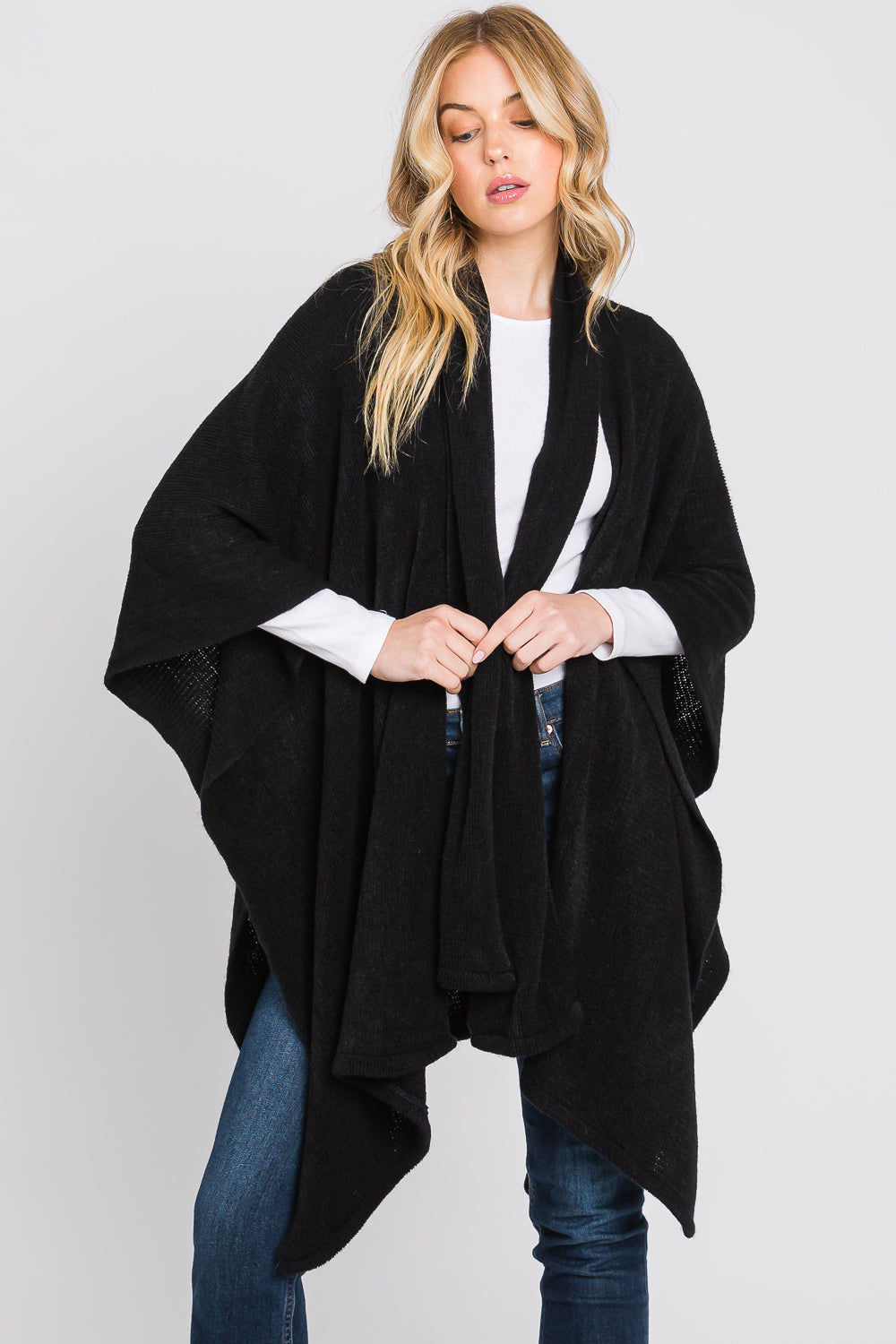 CAPE WITH ATTACHED SCARF WITH NECKLINE TIE