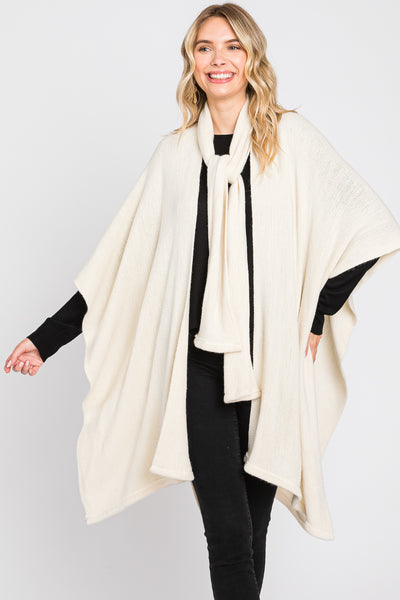 CAPE WITH ATTACHED SCARF WITH NECKLINE TIE