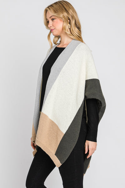 SOFT COLOR BLOCKED RUANA