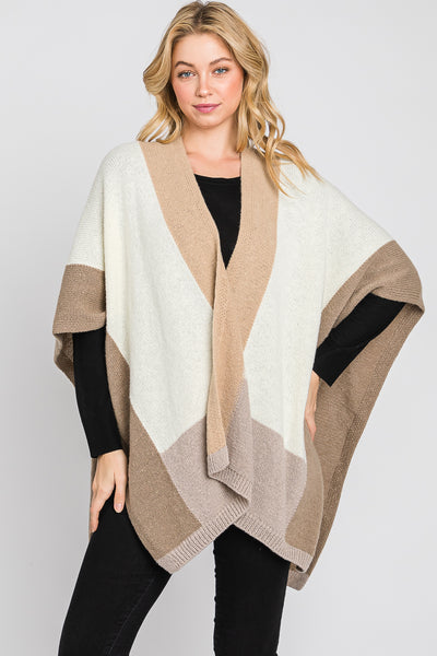 SOFT COLOR BLOCKED RUANA