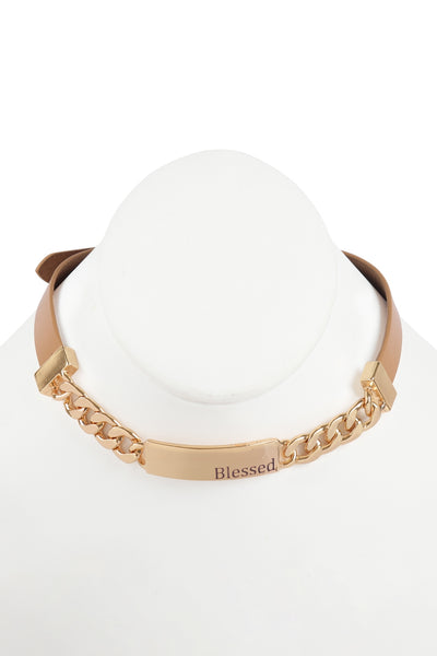 BLESSED CHARM LONG CHAIN-LEATHER BRACELET