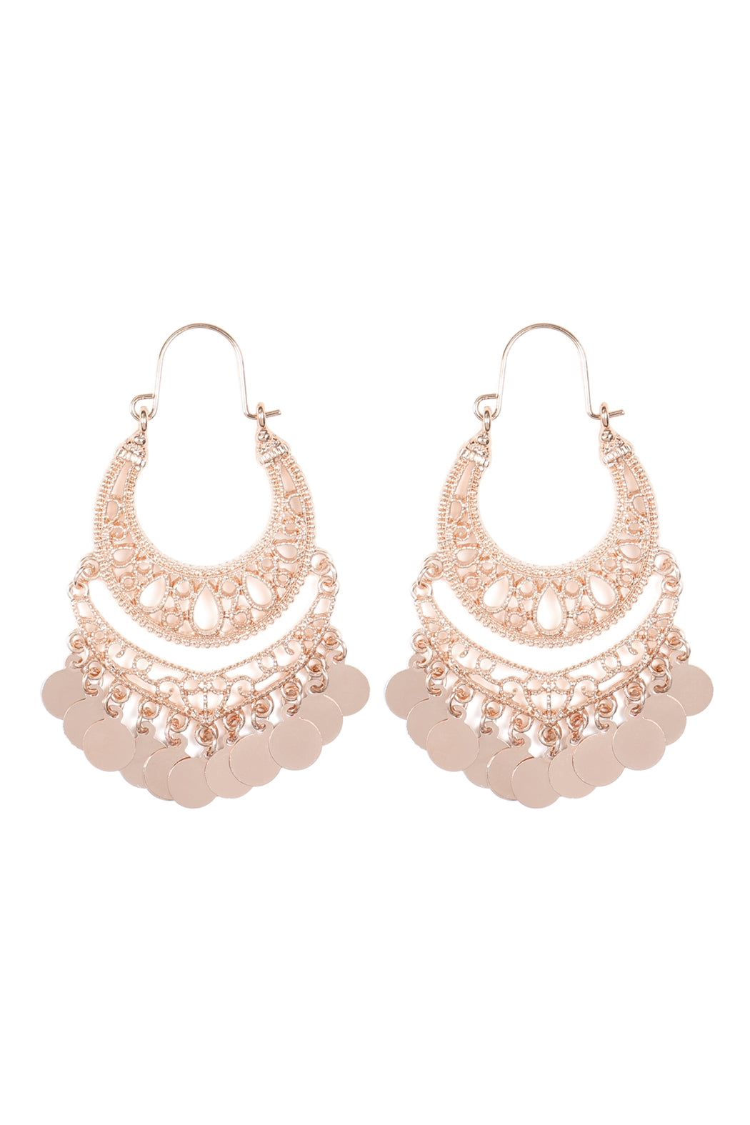 FILIGREE CAST CHANDILIER DISC EARRINGS