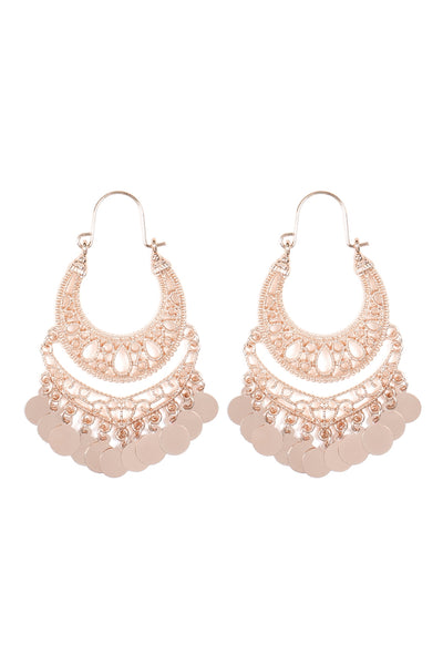 FILIGREE CAST CHANDILIER DISC EARRINGS