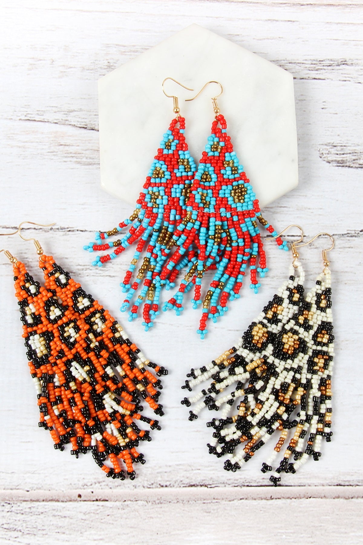 SEED BEADS DANGLE HOOK EARRINGS