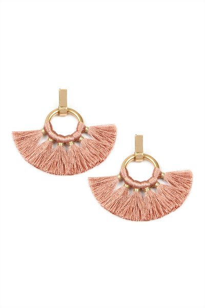 FAN TASSEL POST WRAP HOOP DANGLE EARRINGS