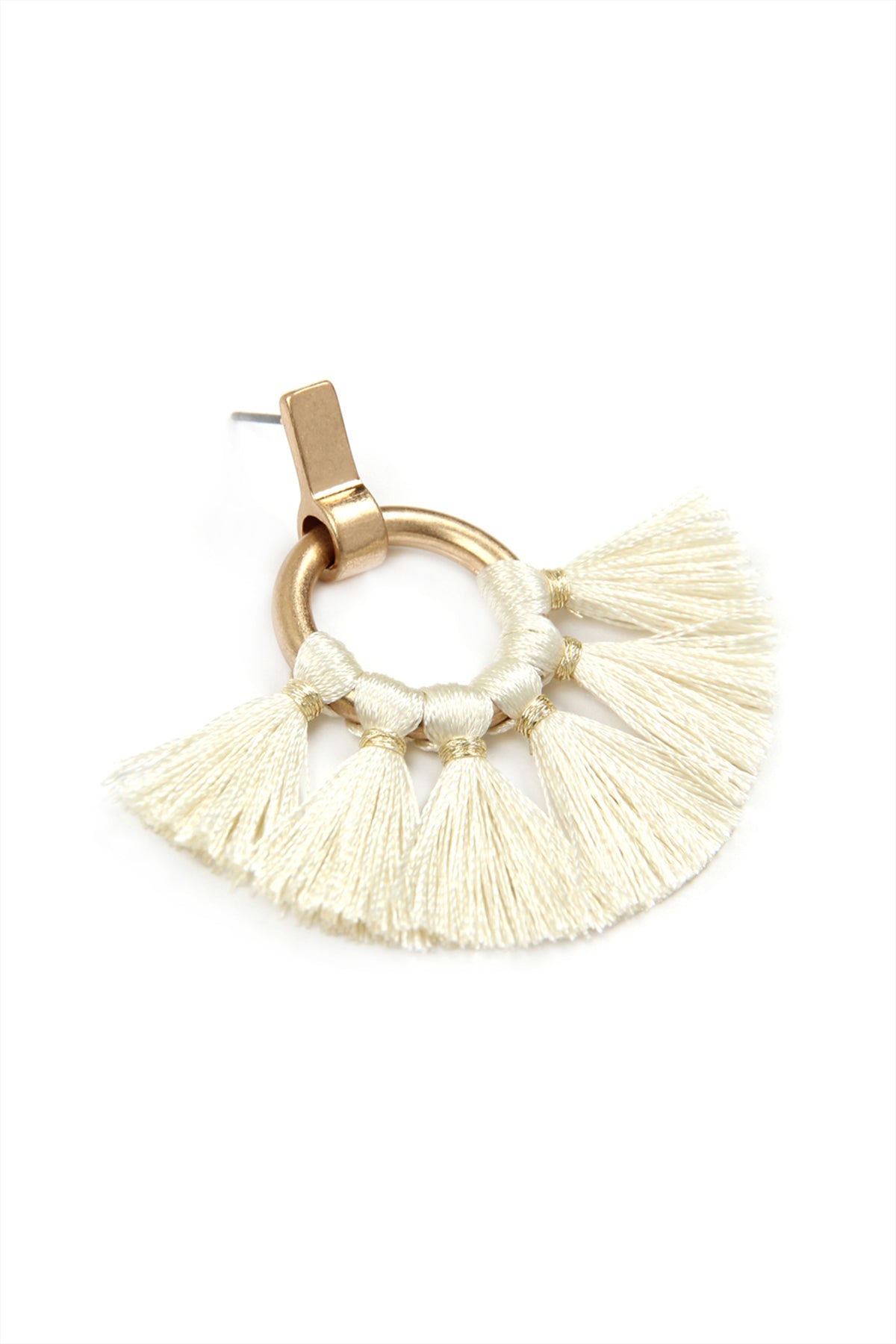 FAN TASSEL POST WRAP HOOP DANGLE EARRINGS