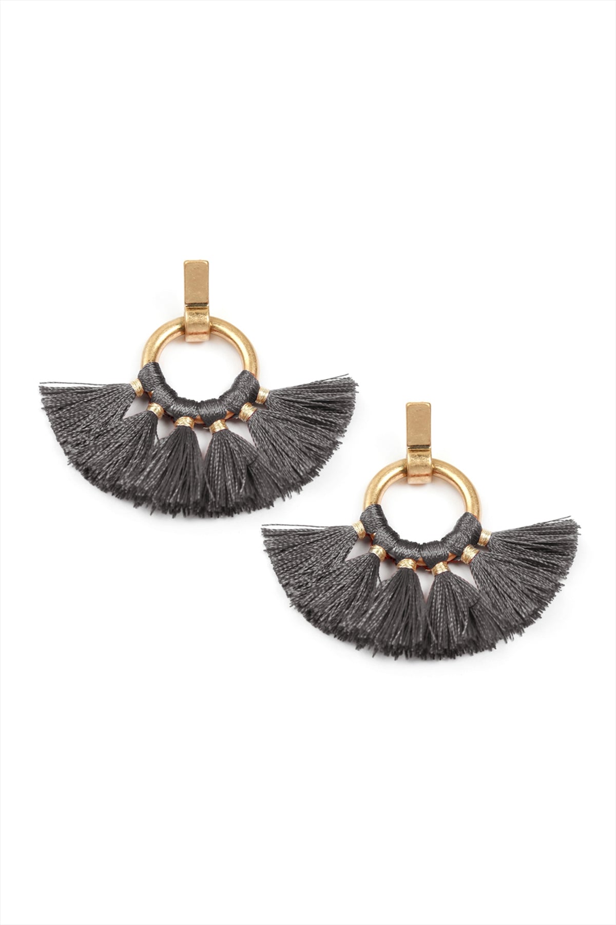 FAN TASSEL POST WRAP HOOP DANGLE EARRINGS