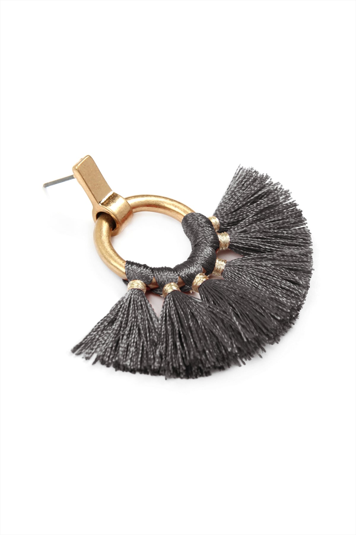 FAN TASSEL POST WRAP HOOP DANGLE EARRINGS