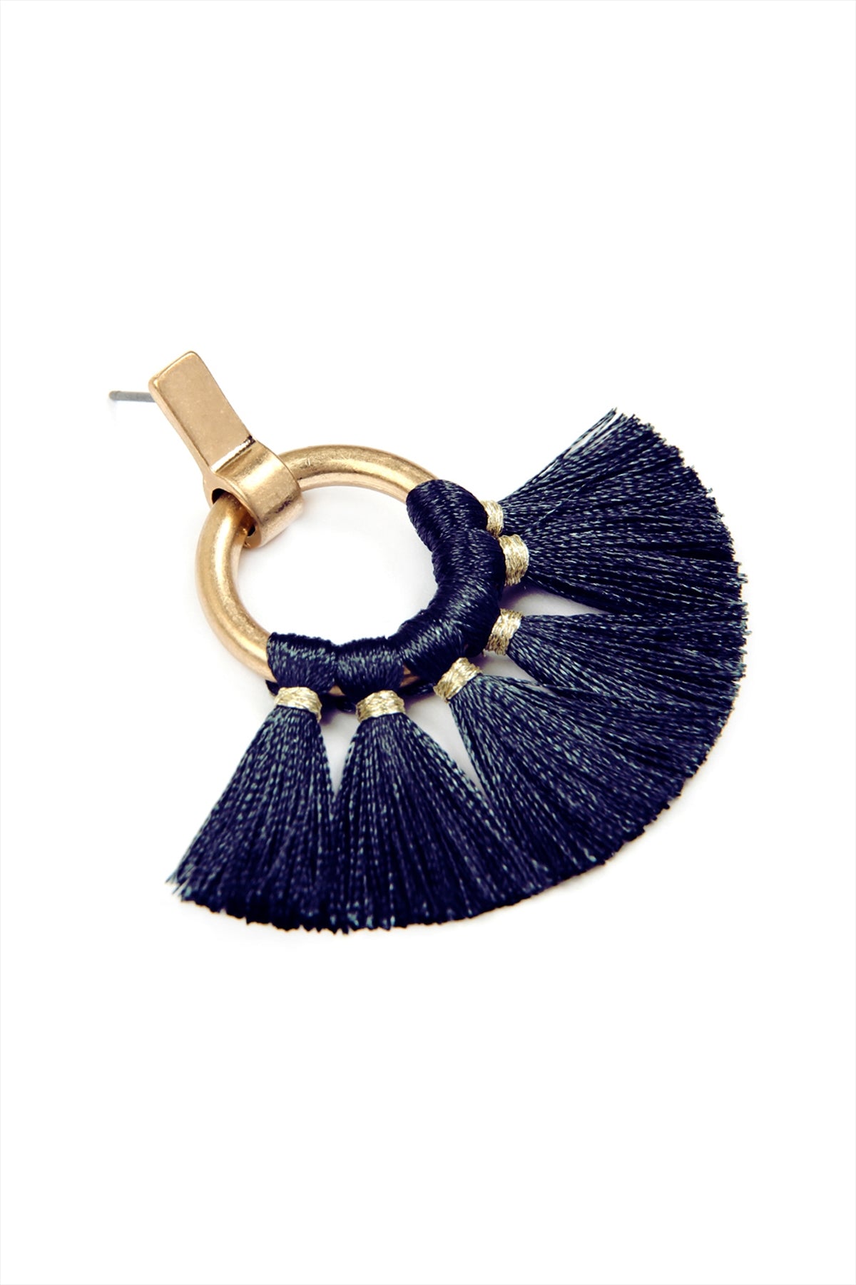 FAN TASSEL POST WRAP HOOP DANGLE EARRINGS