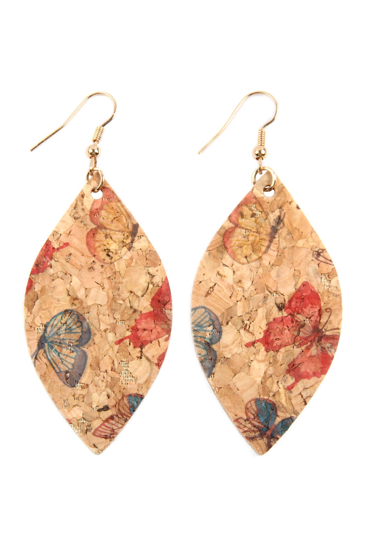 BUTTERFLY PRINT CORK MARQUISE EARRINGS