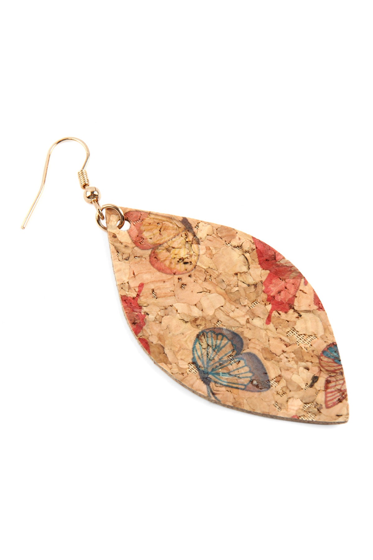 BUTTERFLY PRINT CORK MARQUISE EARRINGS