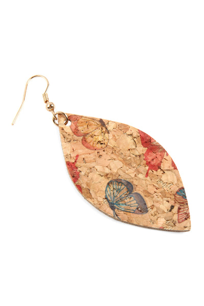 BUTTERFLY PRINT CORK MARQUISE EARRINGS