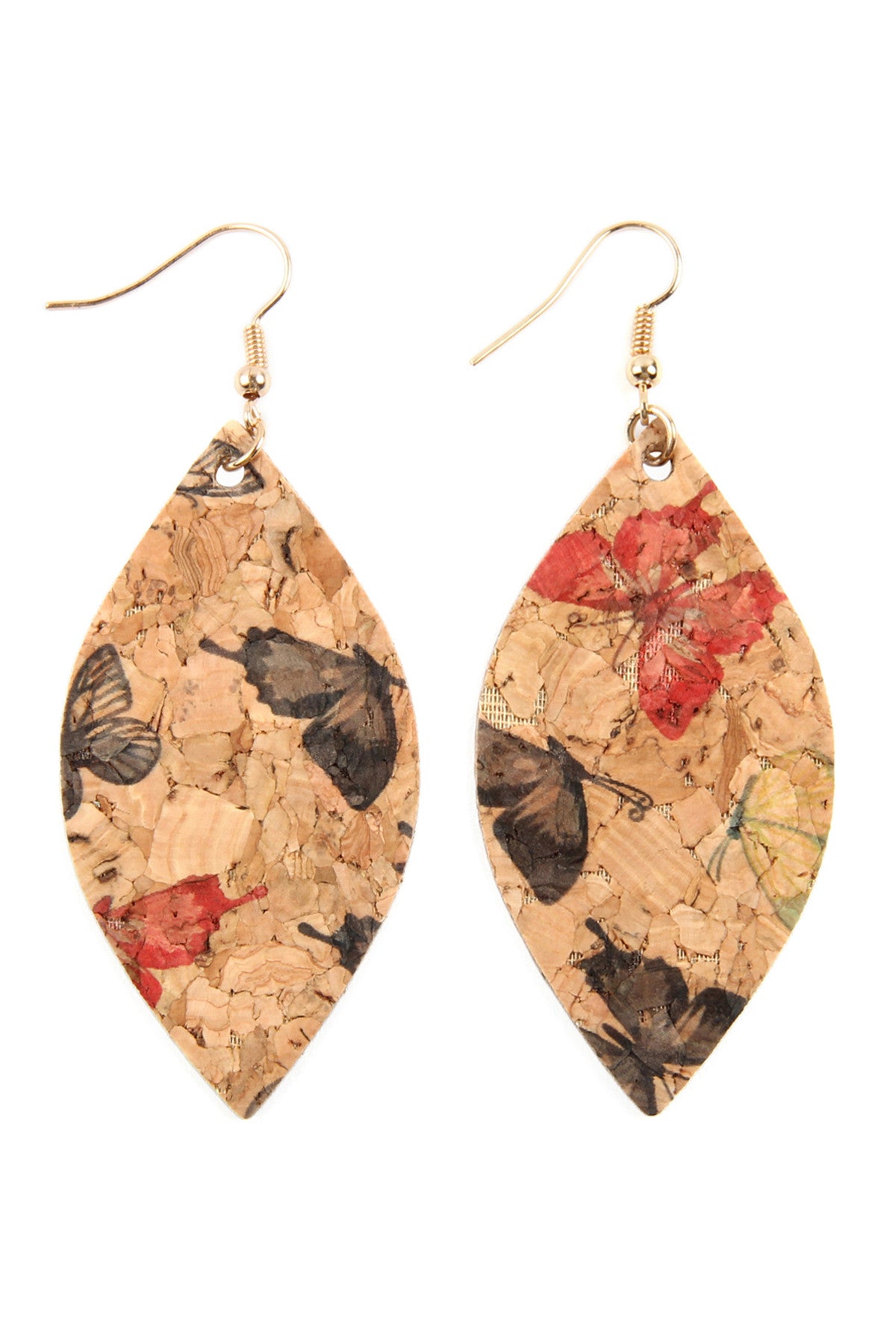 BUTTERFLY PRINT CORK MARQUISE EARRINGS