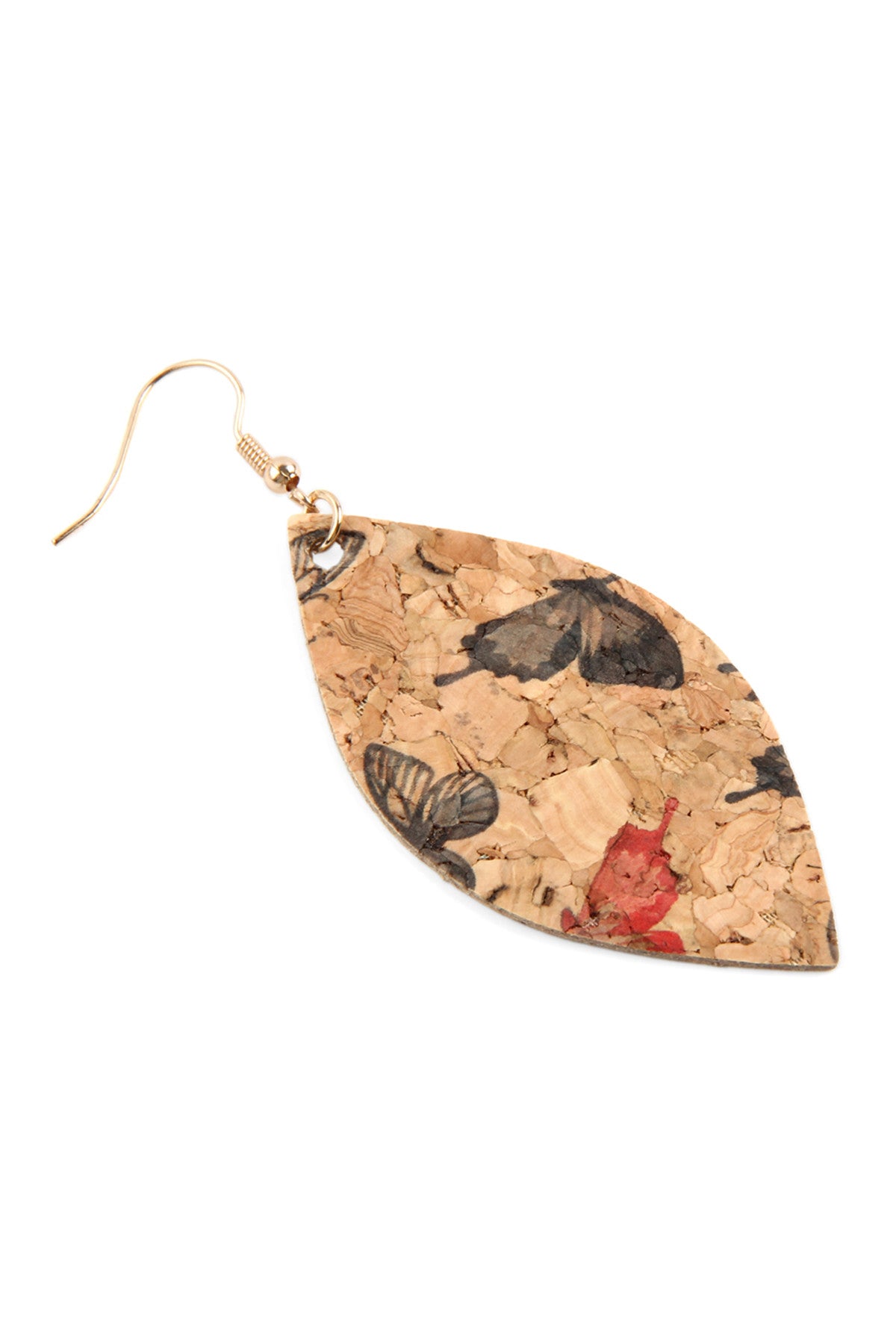 BUTTERFLY PRINT CORK MARQUISE EARRINGS