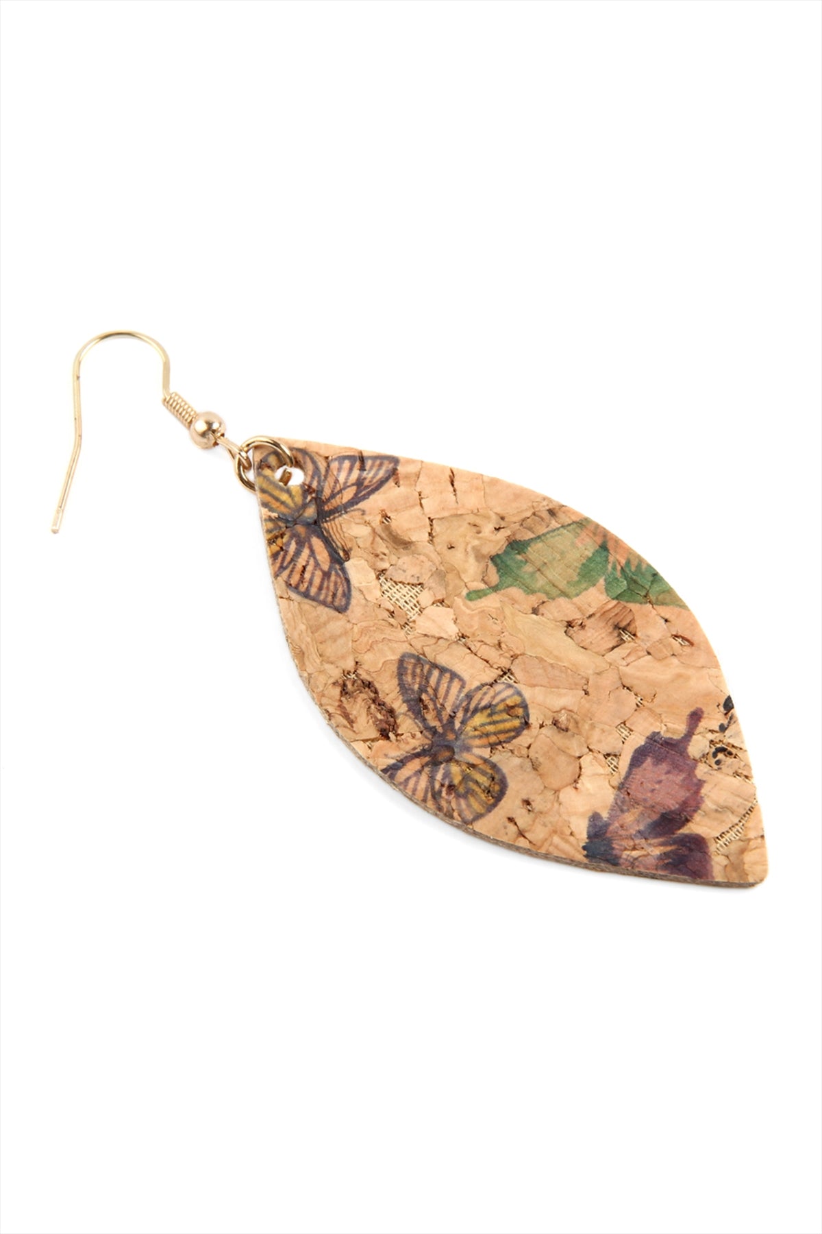 BUTTERFLY PRINT CORK MARQUISE EARRINGS
