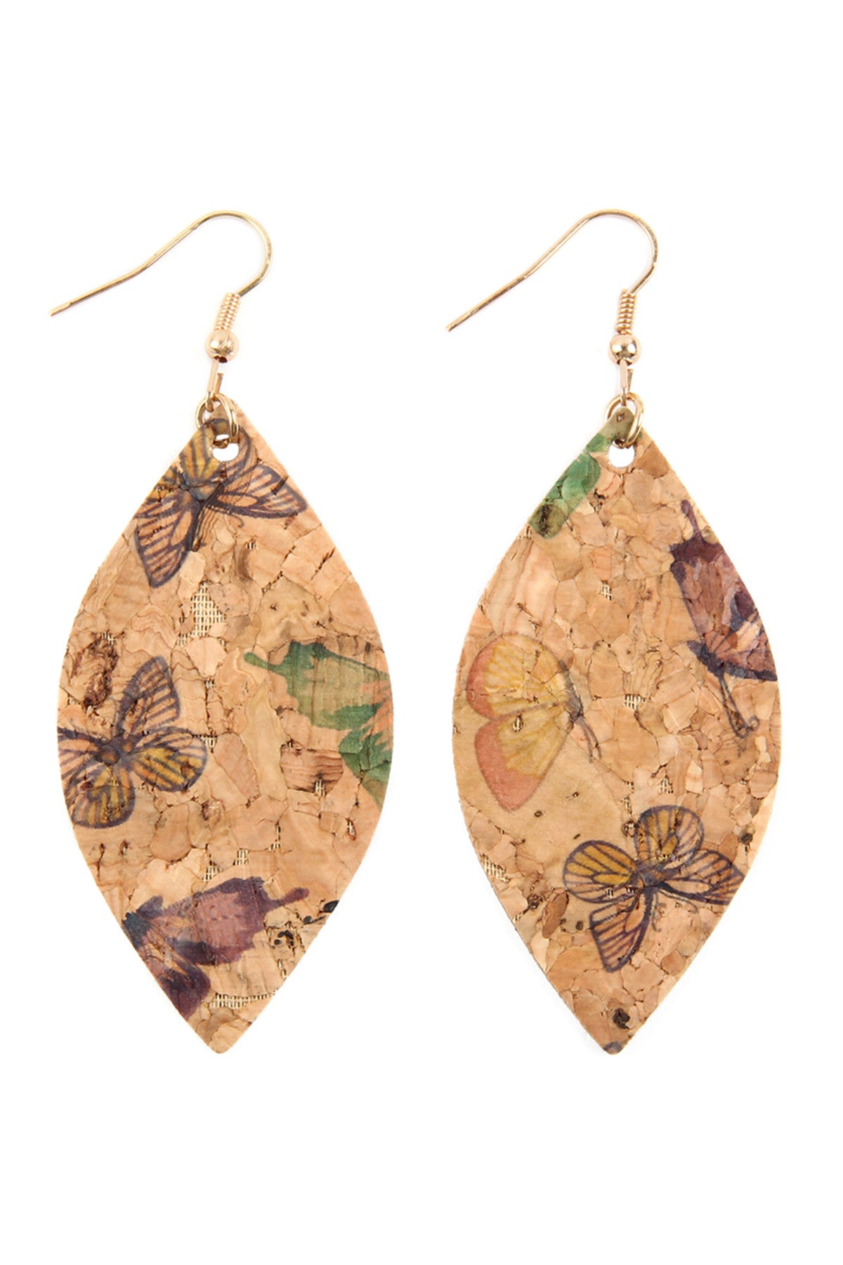 BUTTERFLY PRINT CORK MARQUISE EARRINGS