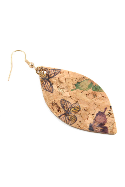 BUTTERFLY PRINT CORK MARQUISE EARRINGS