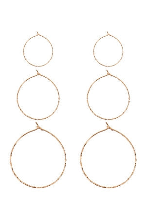3 PAIRS ON A CARD HAMMERED HOOP EARRINGS SET