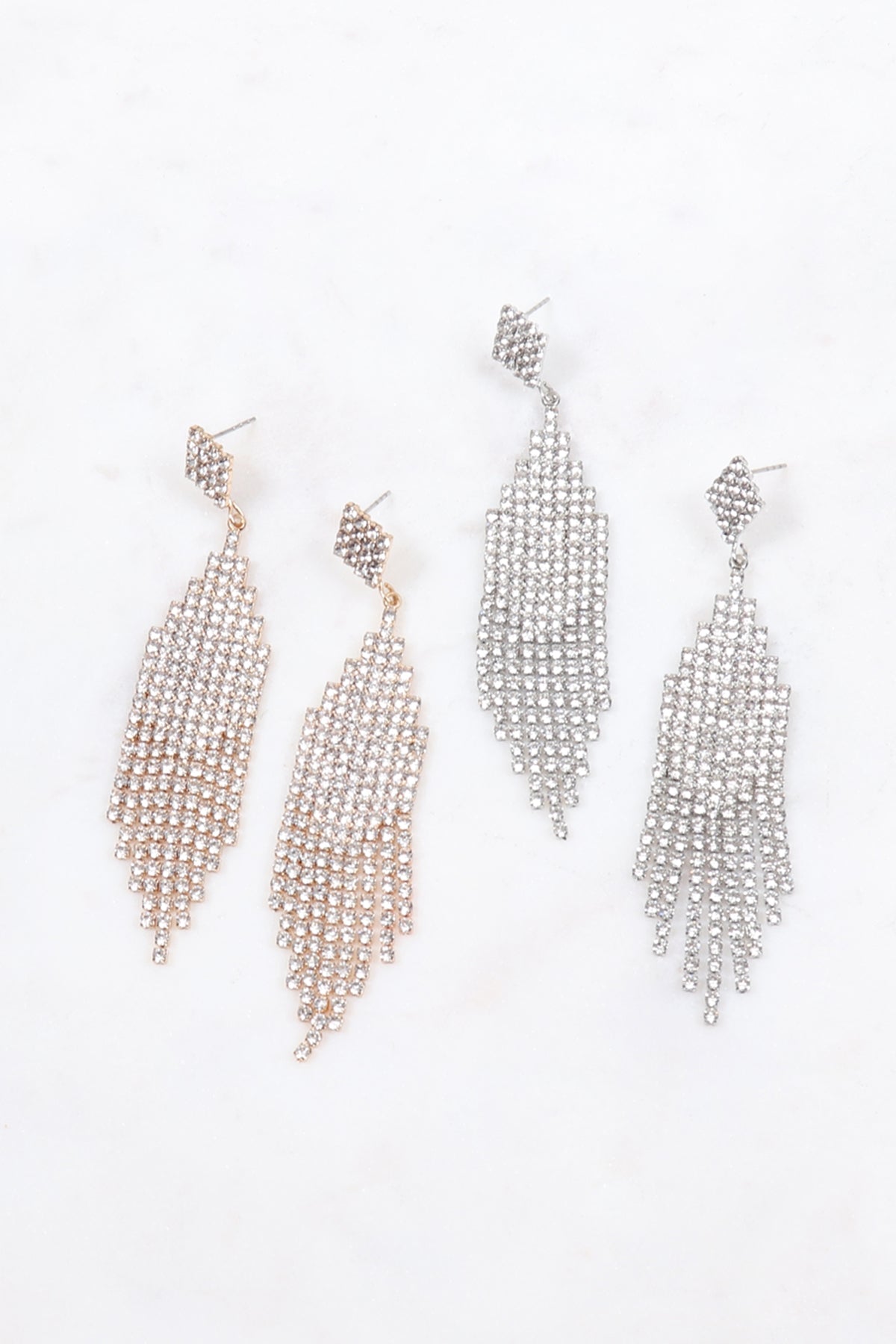 BRIDAL RHINESTONE POST DANGLING EARRINGS