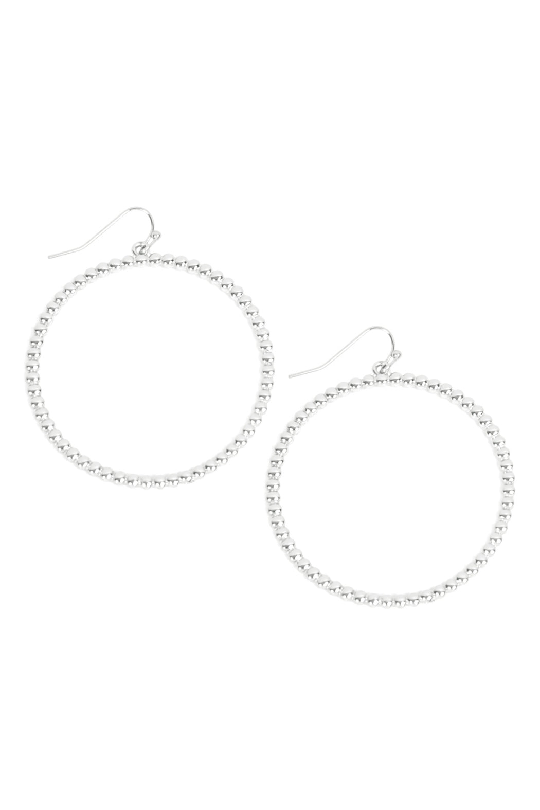 ROUND TEXTURED DANGLE HOOK EARRINGS