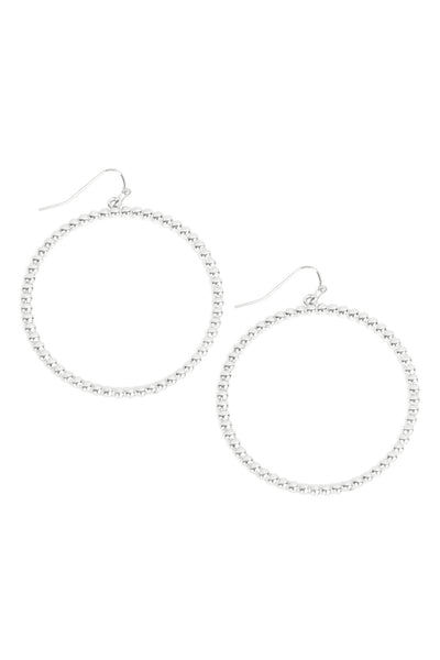 ROUND TEXTURED DANGLE HOOK EARRINGS