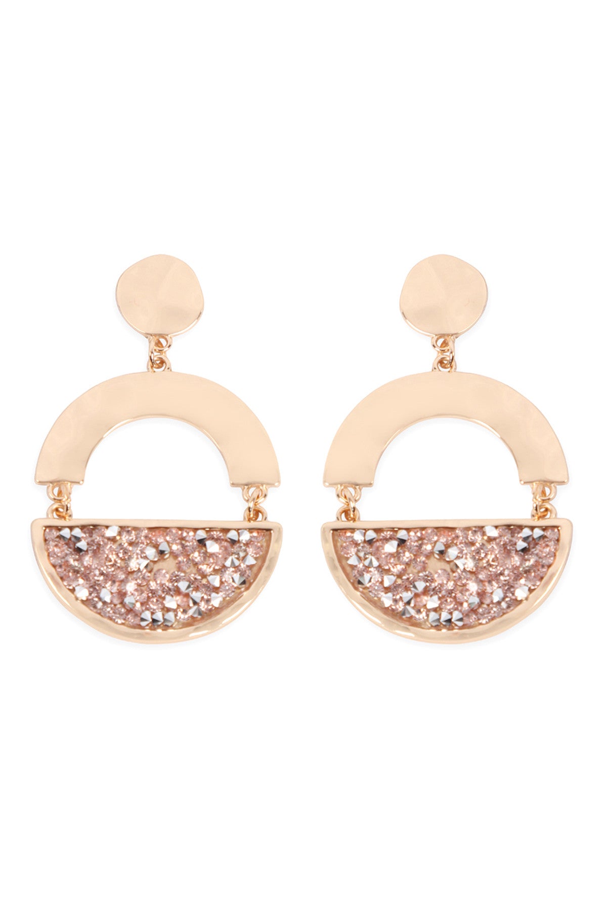 SILVER BLACK FACETED HALF CIRCLE DANGLE POST EARRINGS/6PAIRS