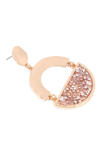 SILVER BLACK FACETED HALF CIRCLE DANGLE POST EARRINGS/6PAIRS